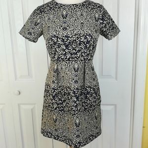 H&M embroidered fit and flare pocket dress